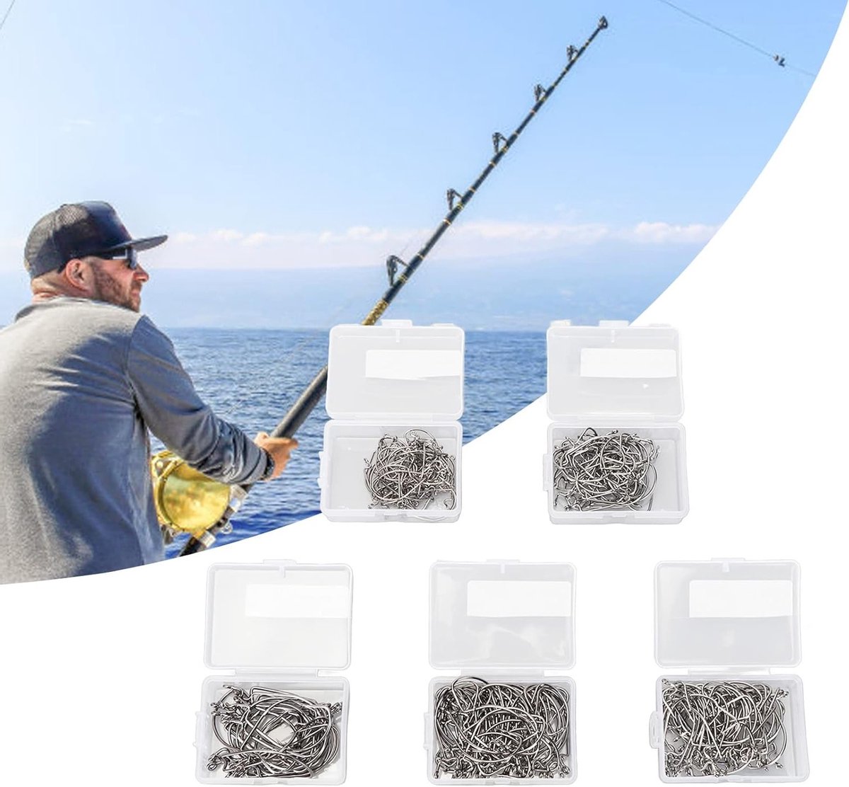 Stainless Steel Fishing Hook Set Offset Fish Hook Broad-bellied Fish Hook for Saltwater and Freshwater Fishing, 230pcs - ShopVlot