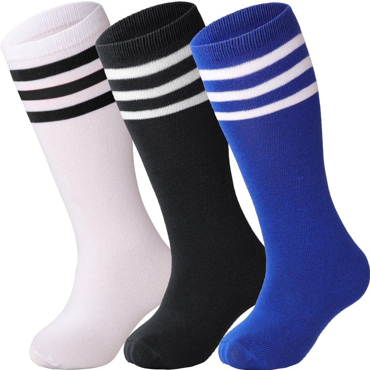 Dailygoods- Voetbalsokken Kniehoog - Katoenen Sokken - Gestreept - Sport Sokken - Jongens/Meisjes - Hoge Kwaliteit