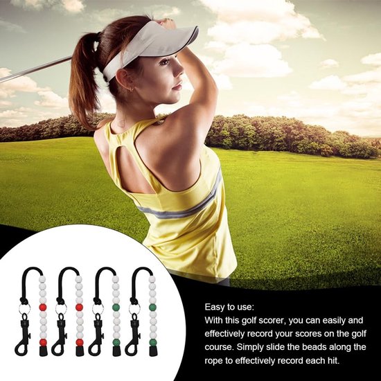 Dailygoods - Golf Score Teller - Golf Slagteller - Voor Nauwkeurige Score - 4 Stuks - Kunststof Kralen - Ideaal voor Golfers - Rood en Groen van Dailygoods — afbeelding 5