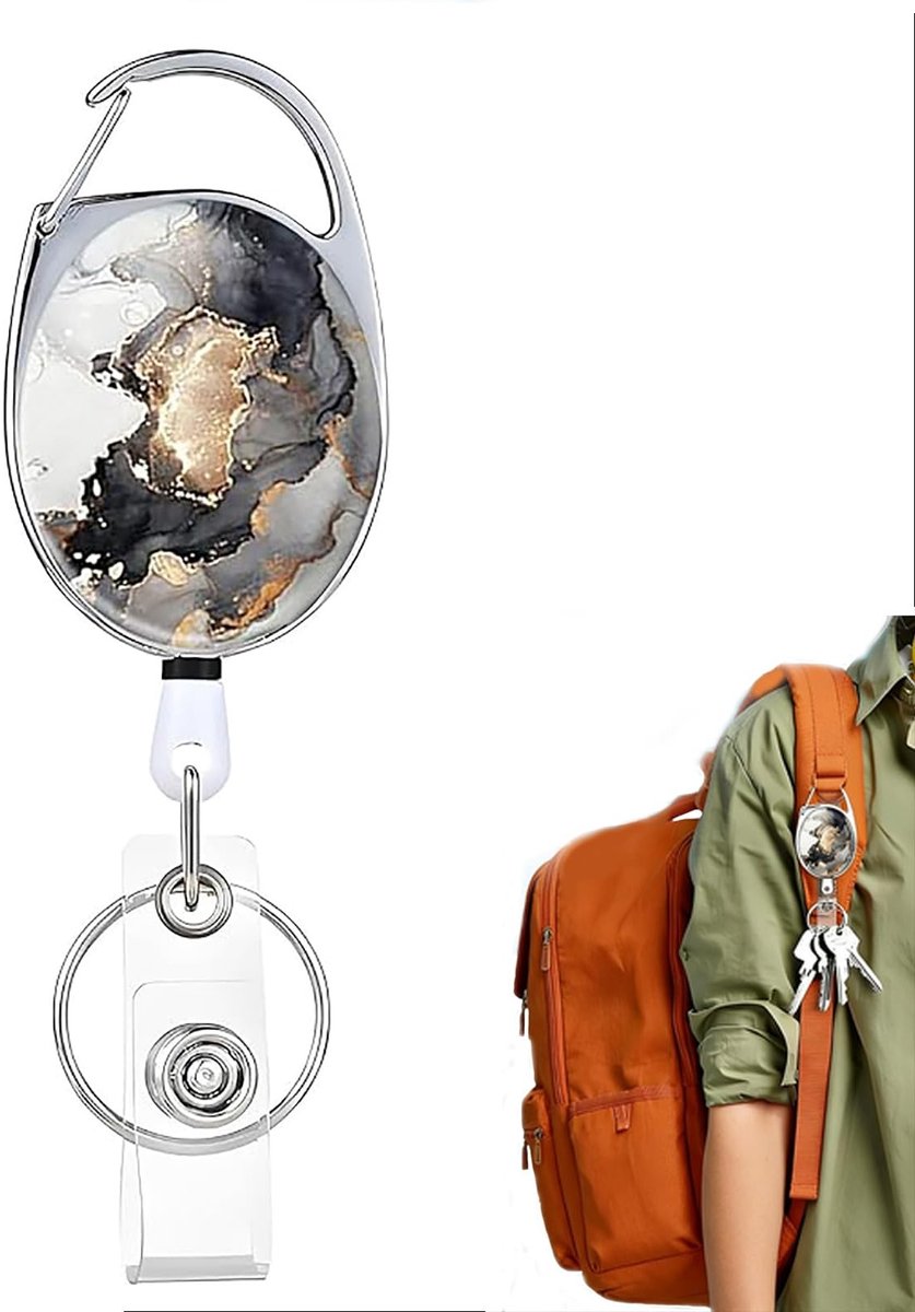 Dailygoods- Sleutelhanger Uittrekbaar 62 cm - Sleutelkoord Uittrekbaar - Karabijnhaak - Dubbelzijdig Bedrukt - Hoogwaardig Kunststof - Rugclip