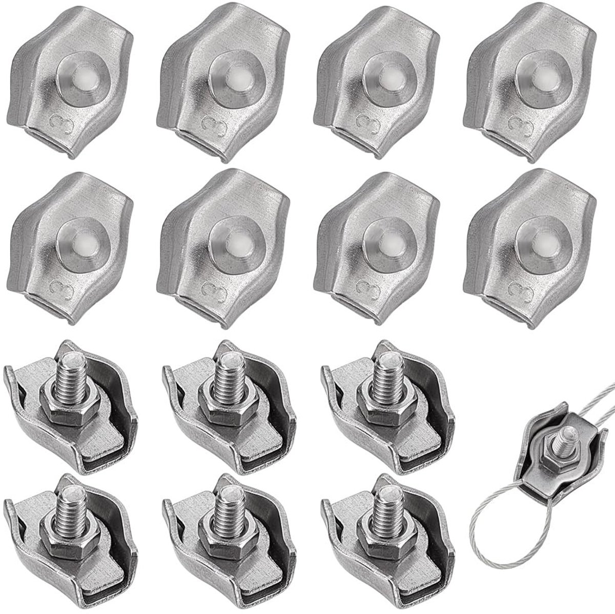 Dailygoods- Kabelklemmen 30 Stuks - Roestvrij Stalen Kabelklemmen - Duurzaam/Moisturebestendig - Geschikt voor Draden 1/8 Inch - Ideaal voor Buiten/Industrieel Gebruik - Betrouwbare Prestaties - Kabelbeugels