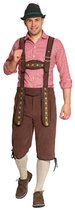 Partychimp Voordelige Lange Lederhose Man Johann met verstelbare bretels Oktoberfest Heren Lederhosen Man Carnavalskleding Heren Carnaval - Polyester - Donkerbruin - Maat 3XL