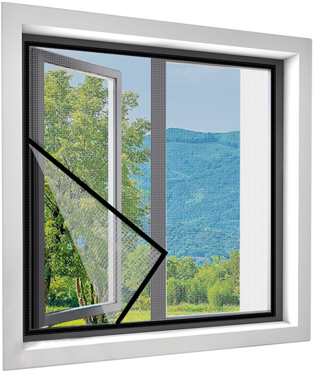 VHV Raamhor - Kattenbeschermingsnet - Zelfklevende hor - Muggennet raam - 130x150 cm - Huisdier raamnet - Insectenwerend net - Frisse lucht binnenlaten - Insecten buiten houden - Voor slaapkamerraam - Voor dakraam - Voor ventilatie Zwart