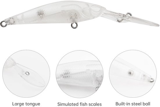 Dailygoods- Visspaties Set 20 Stuks - Ongeverfd Kunstaas - Topwater Crankbait - Drijvende Tackle - 3D Ogen - 9,4 cm/5,4 g van Dailygoods — afbeelding 4