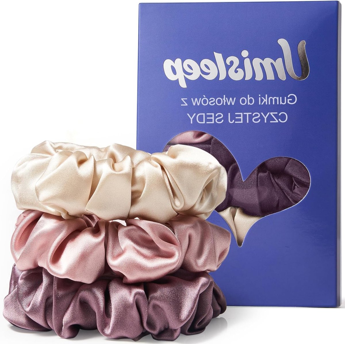 Set van 3 100% Mulberry Zijde Scrunchies voor Vrouwen, Zachte Haarbanden voor Minder Frizz en Haarbreuk, Elastische Haaraccessoires in Roze, Champagne en Pruim Paars