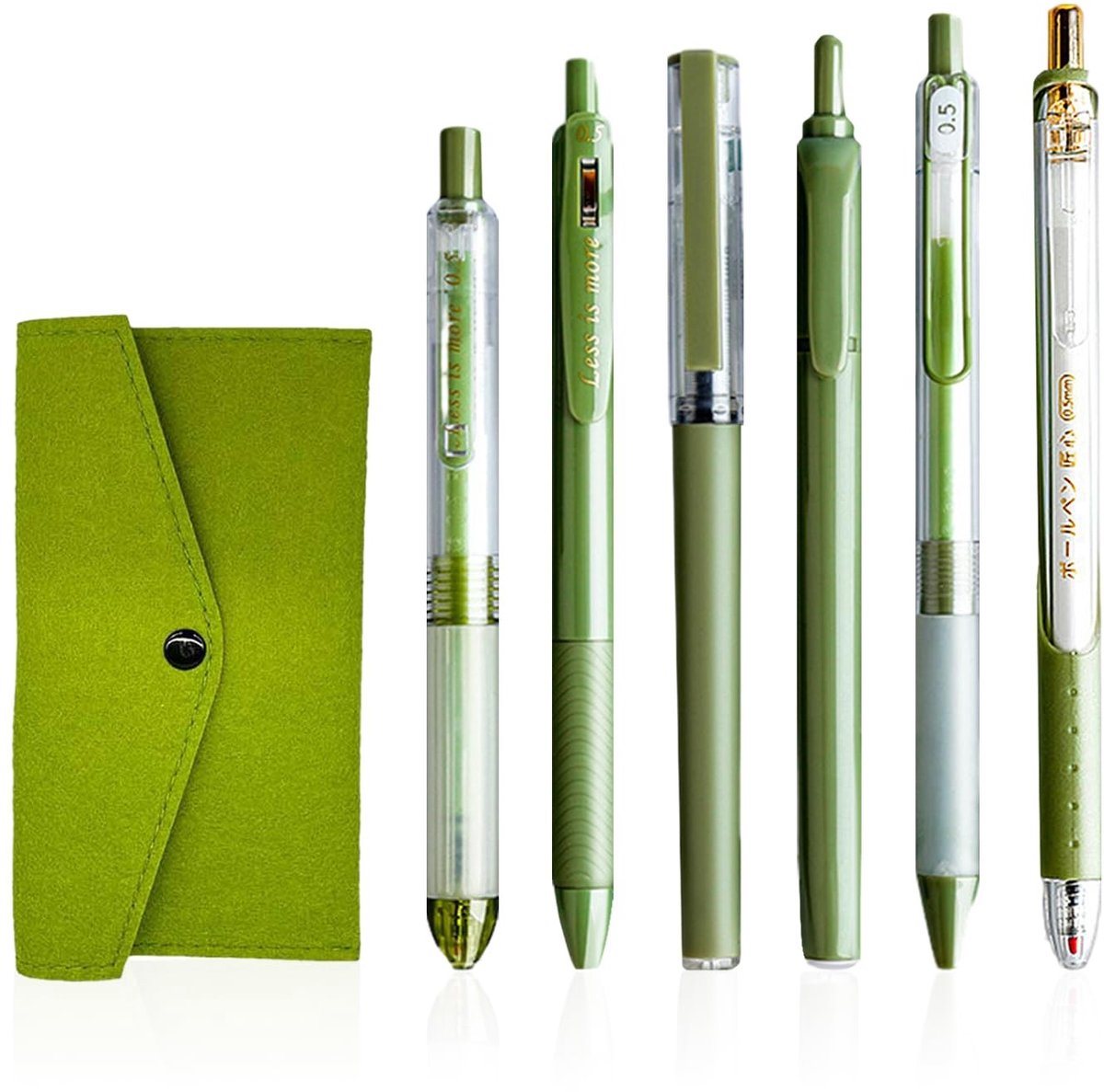 Dailygoods- Gelstiften 0,5 mm - 6 Stuks - Viltstiftzak - Sneldrogend - Intrekbaar - Geschikt voor Kantoor/Studie - Lichtgewicht - Gelpennen