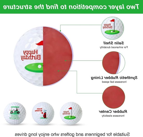 Persoonlijke golfballen met grappige verjaardagsmotieven, ideaal cadeau voor golfers, perfect voor beginners en hobbyspelers — afbeelding 2