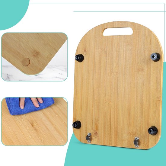 Sliding board voor Thermomix TM6 en TM5, 36 x 28 x 1 cm, accessoires van bamboe met wielen en rubberen mat voor optimale keukenfunctionaliteit — afbeelding 5