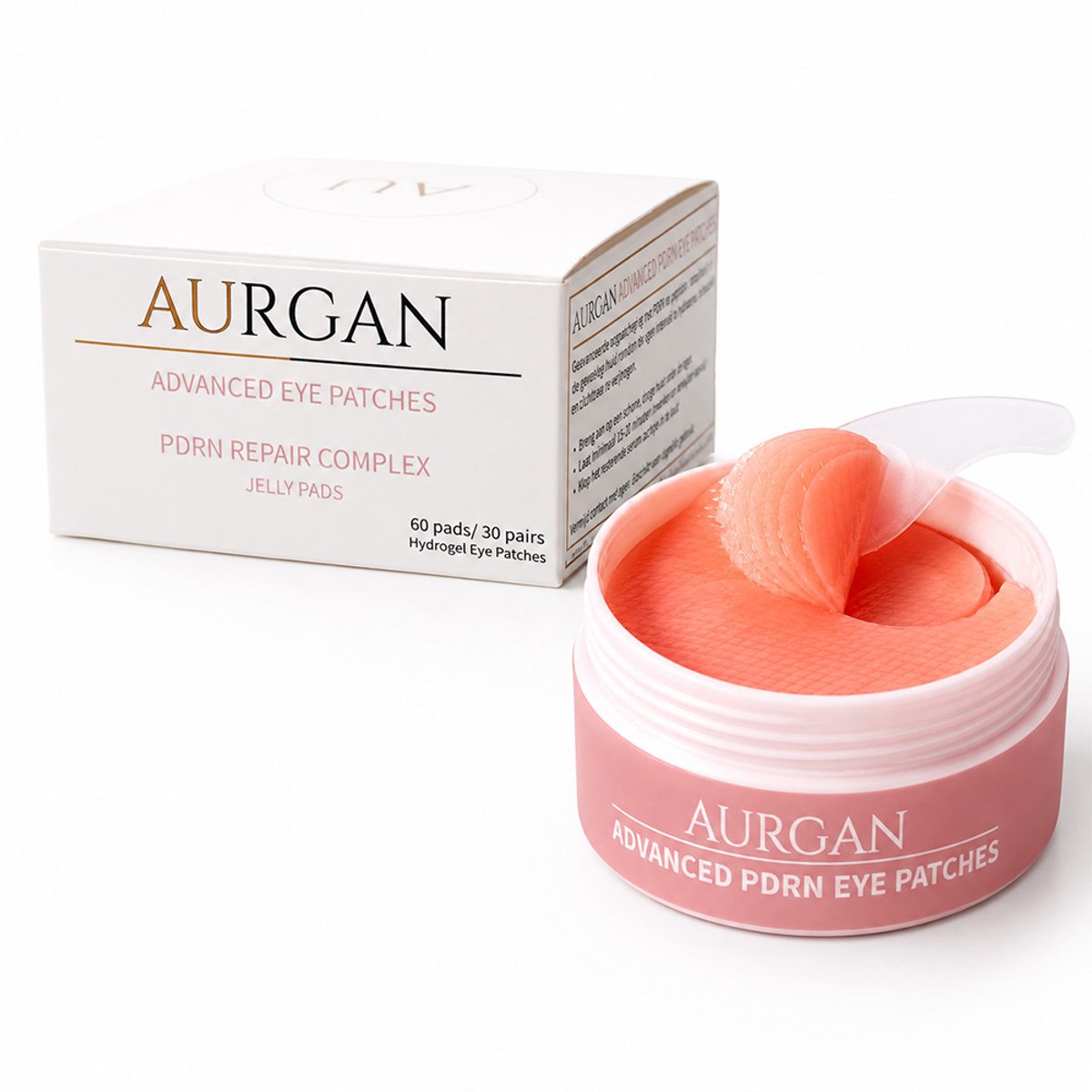 Aurgan PDRN Advanced Eye Patches - verzorgende eyepads - PDRN Repair met Collageen, Caffeine, Peptides en Niacinamide - Tegen wallen donkere lijntjes en donkere kringen - 30 paar