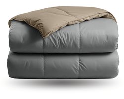 Zelesta Deluxe Duo Dream Anthracite & Taupe 240x200 - Dekbed zonder overtrek - Eco Cloud vulling - Wasbaar hoesloos dekbed - Vaste overtrek - Percal katoen dekbed - All Year Winterdekbed & Zomerdekbed