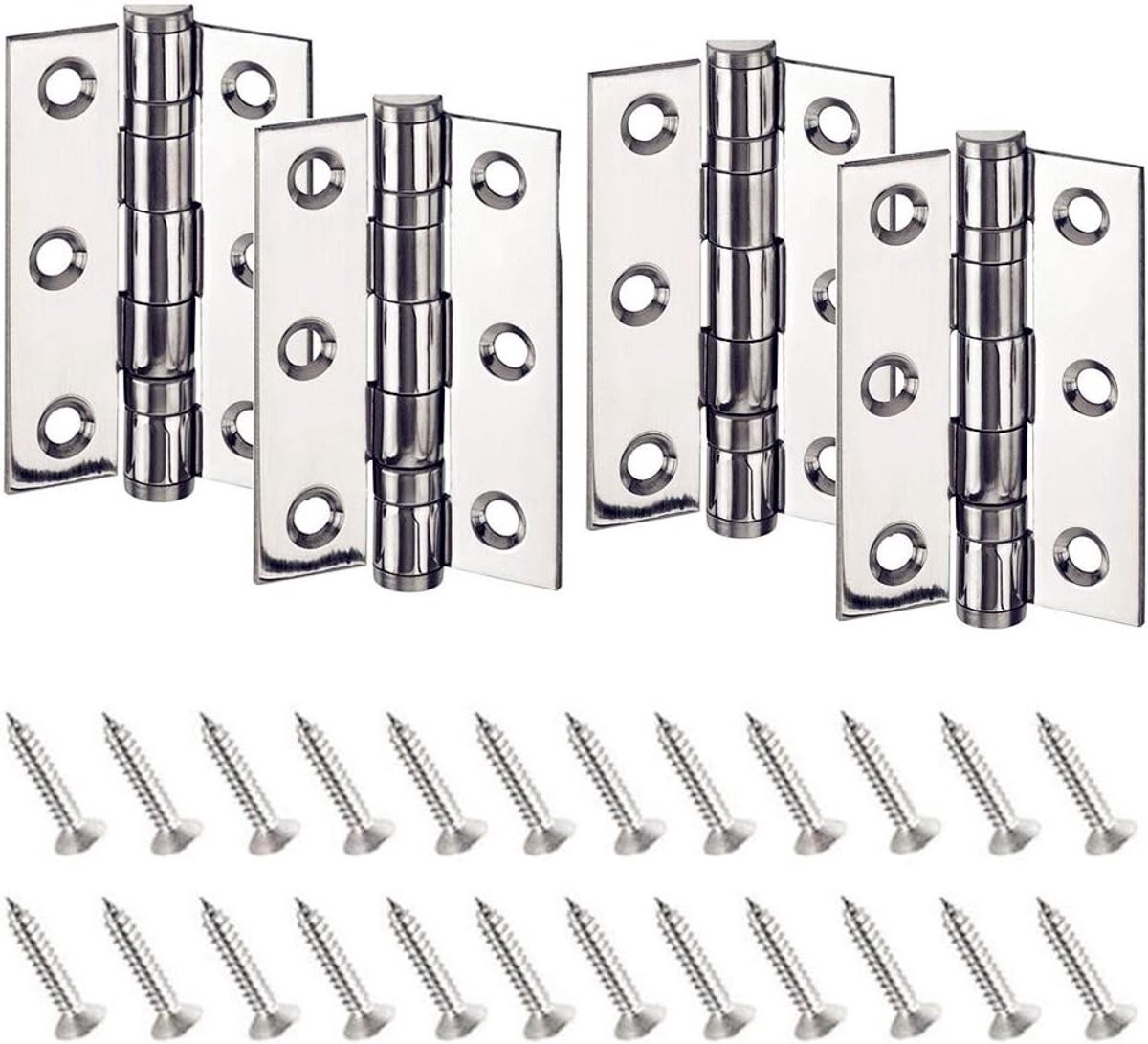 Dailygoods- Scharnieren 75mm - Kleine Scharnieren - Scharnieren Zwart - Scharnierpen - 4 Stuks - Roestvrij Staal - Deurscharnieren