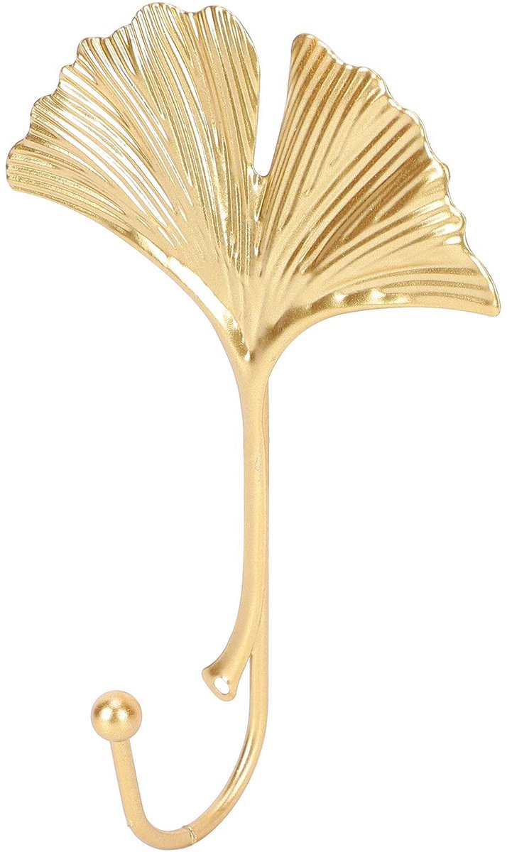 Dailygoods - Opknoping Haak - Zware Zelfklevende Haken - Vintage Bladvorm - Gouden - Decoratieve Muurhaken - Geschikt voor Sleutels en Jassen