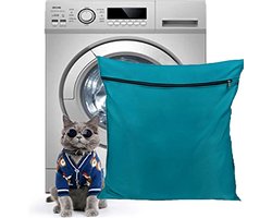 Waszakken voor huisdieren - 60x70cm - Laundry bag - Waszakken - Met Rits - Bescherm je Wasgoed en Wasmachine - voor honden en katten - blauw