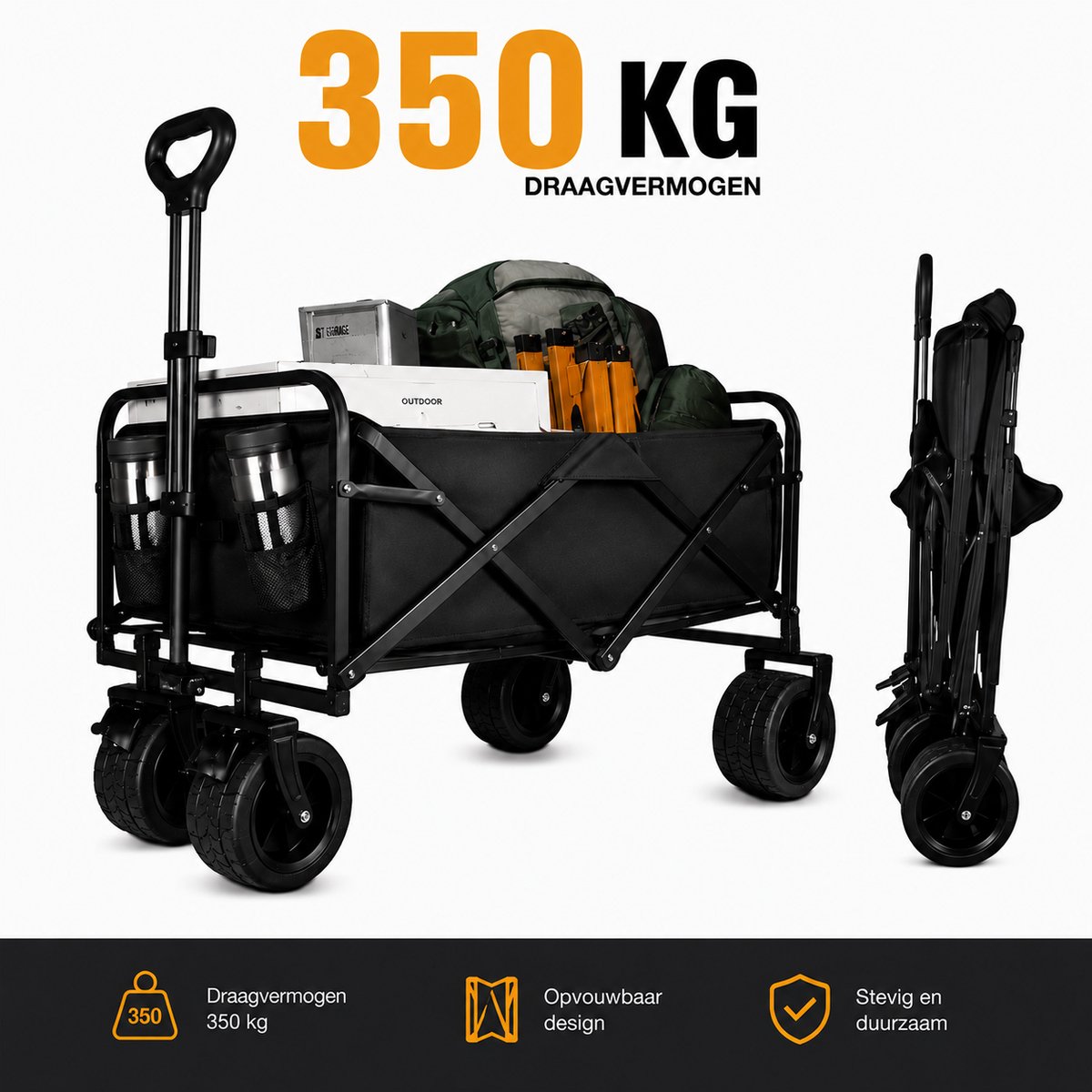 Opvouwbare Bolderkar XL - Trolley - Kar - Hulpkar