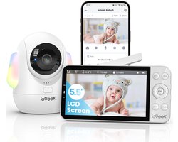 Babyfoon met Camera en App met 2.5K & 4X Zoom 5.5 inch Scherm - 2.5K/4MP PTZ Videobabyfoon met Camera - PTZ 360°/100° - Temperatuursensor, automatische tracking, Nachtzicht, 2-Weg Audio,Automatisch