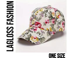 LaGloss® Dames Baseballpet Beige Bloemenprint Pet Licht Ademend Zonnepet – Zomer – Zonvakantie – Casual – One size