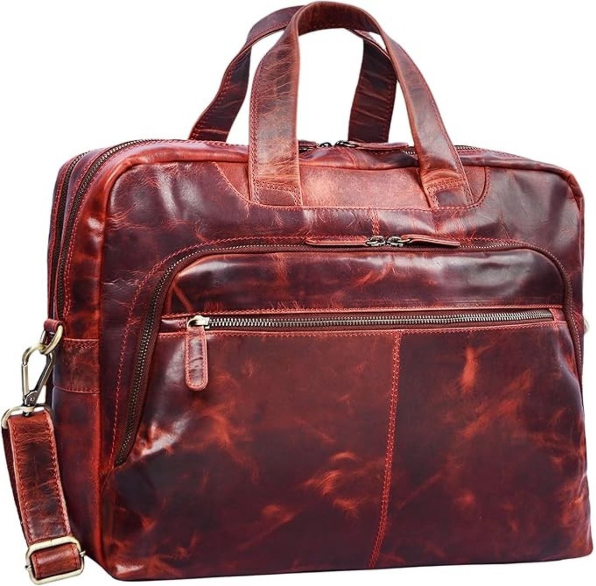 Leren Laptoptas - Laptoptas - Leren Tas - Luxe Leren Laptoptas - Werktas - Schoudertas - Business Tas - Leren Business Tas - 15.6 inch - Rood - van Imperatoris