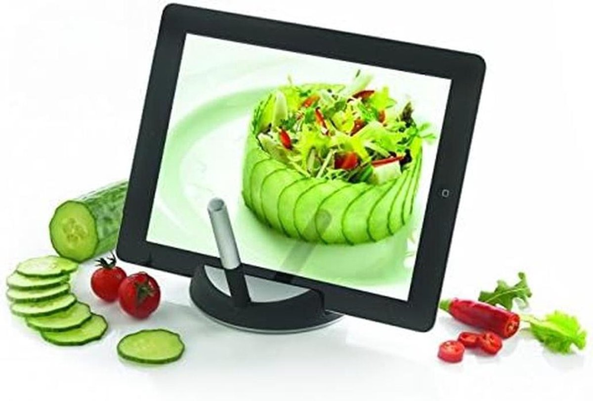 Tablet Stand - Keuken Houder - Koken Recepten - Met Touch Pen - 12 x 12 cm - Zwart