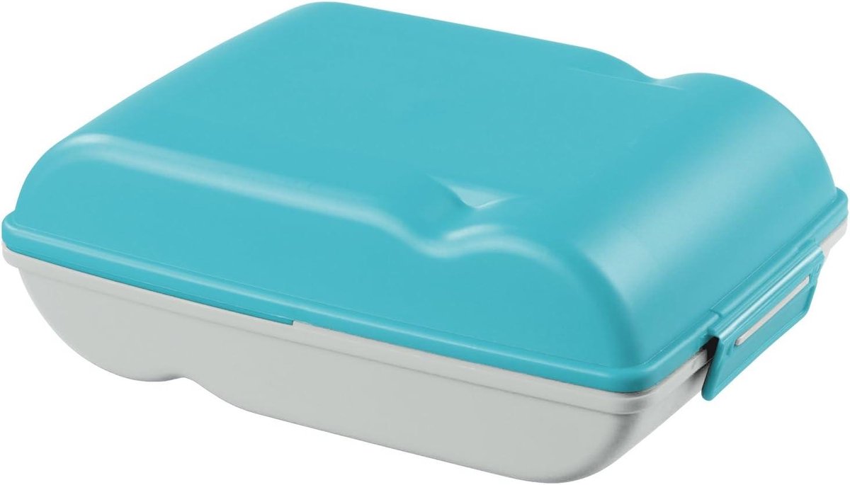 Broodtrommel - Lunchbox - Lunch Meenemen - Twee Vakken - 15 Liter - Turquoise