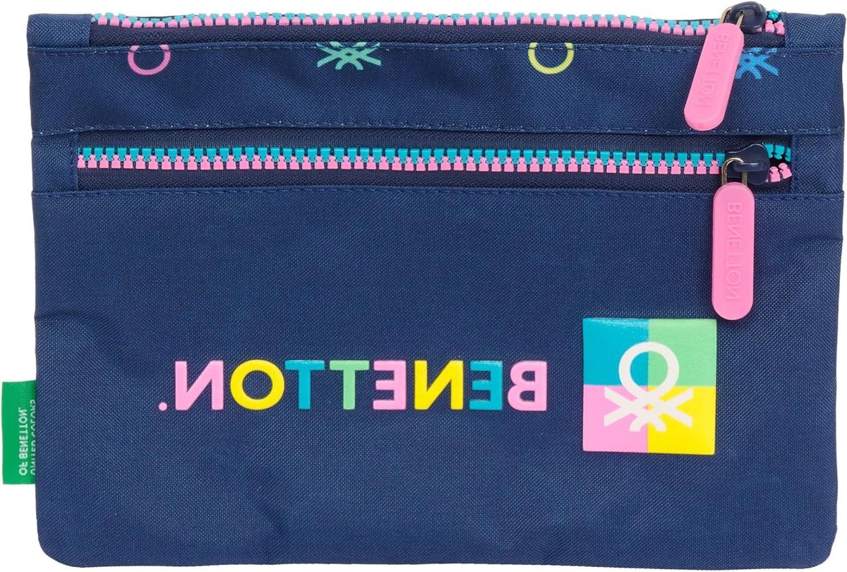 Schooletui met rits - Pennenetui etui - Schoolspullen organiseren - Dubbele ritssluiting - 23 x 16 cm - Donkerblauw