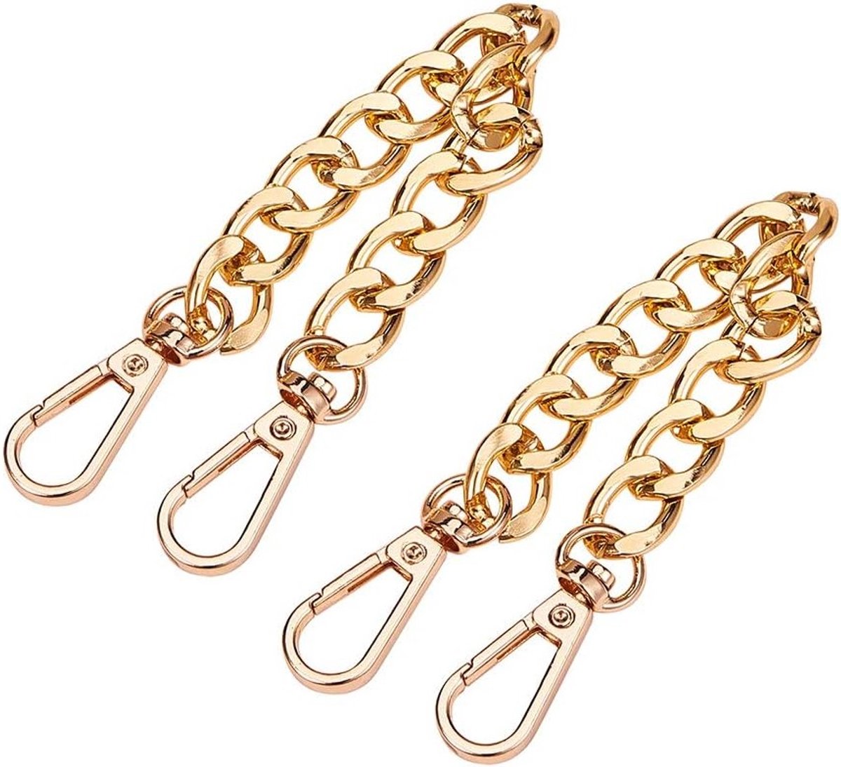 Bag Extenders 19.8 cm Gouden Tas Ketting met Draaiende Legering Gespen, Vervangende Tasriemen voor Schoudertassen en Handtassen, 2 Stuks