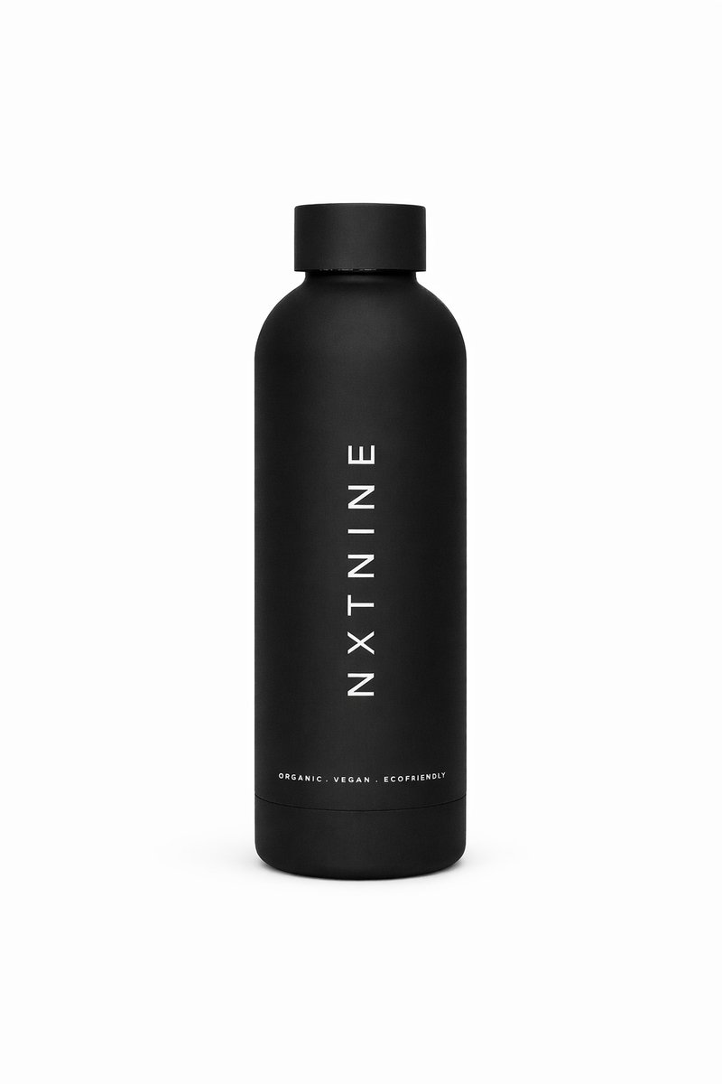 NXT NINE - drinkbeker - zwart - RVS drinkbeker - sportfles - drinkfles - milieu bewust - rvs drinkbeker bidon - 500ML