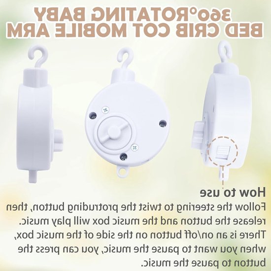 Verstelbare Witte Mobiele Houder voor Babybed, Wieg en Verschoontafel - Perfect voor Speelgoed en Windspelletjes — afbeelding 3