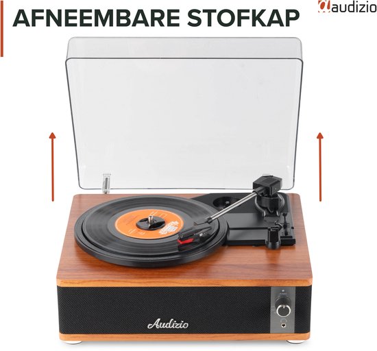 Platenspeler - Audizio Irvine - LP speler - Platenspeler Bluetooth - Voor alle plaatformaten - Houtlook — afbeelding 5