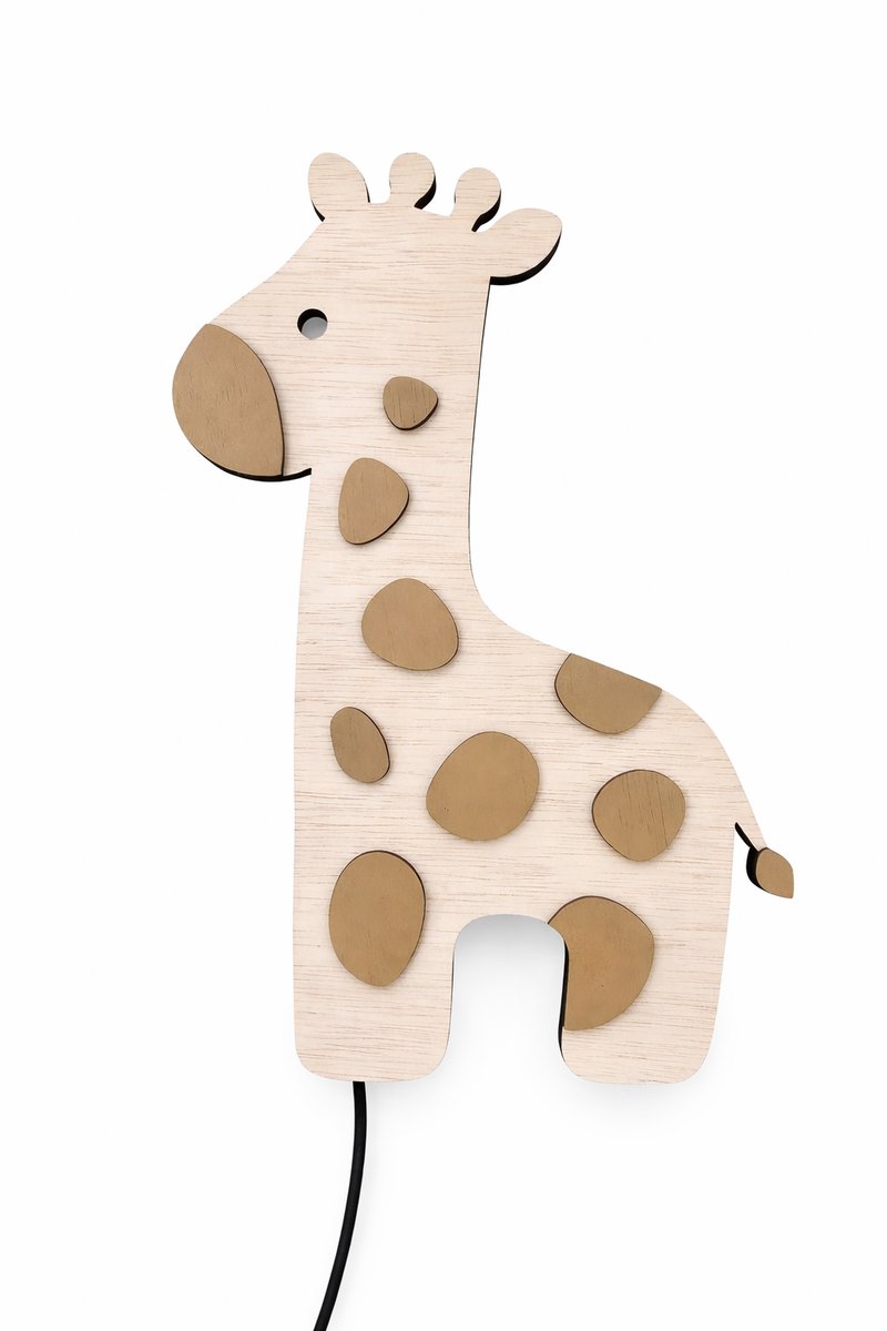 Houten Wandlamp Kinderkamer – Giraffe - Jungle Lamp - Nachtlampje Babykamer - Kinderlamp Wand