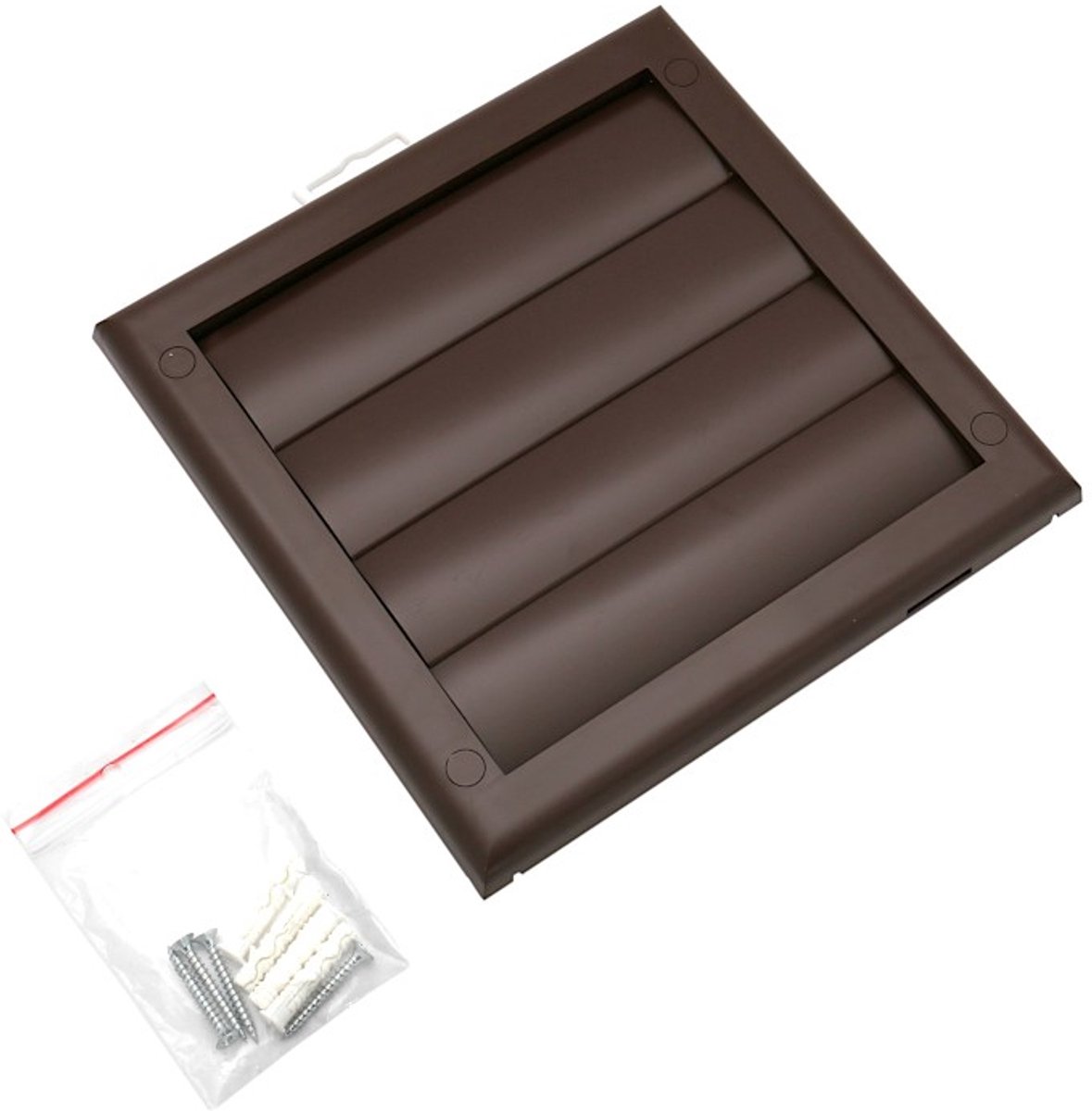 Awenta - Vierkant Ventilatierooster 190 x 190 mm - Ø100 mm Aansluiting - Uitblaaslamellen - Strakke Wandafwerking - Bruin