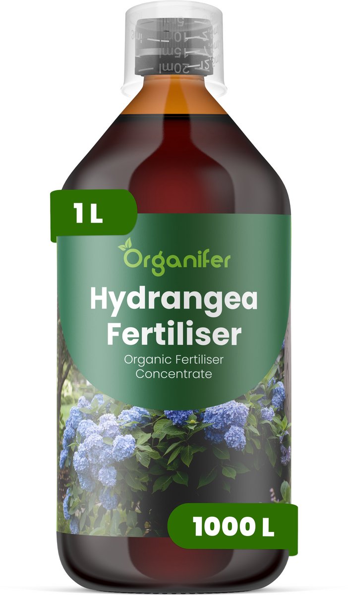 Vloeibare Meststof Voor Hortensia 1 L Voor 1000 L - Npk 2-1-8 - Knopvorming - Meer Bloemen - Sterke Bloemstructuur - Langdurige Bloei - Sterk Wortelstelsel - Stressbestendig - Rijke Bladkleur- Seizoensvitaliteit - Evenwichtige Groei - Organifer