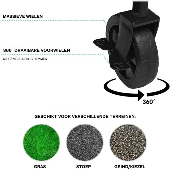 Florixa® Bolderkar Opvouwbaar Luchtbanden - Bolderkar Opvouwbaar - Bolderkar Kinderenvervoer - Zwart - 95cm x 41cm x 60cm van Merkloos — afbeelding 2
