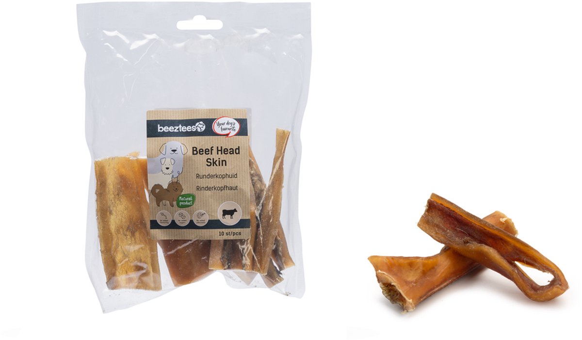 Beeztees Runderkophuid - Hondensnacks - kauwsnack Hond - 12 cm - 10ST