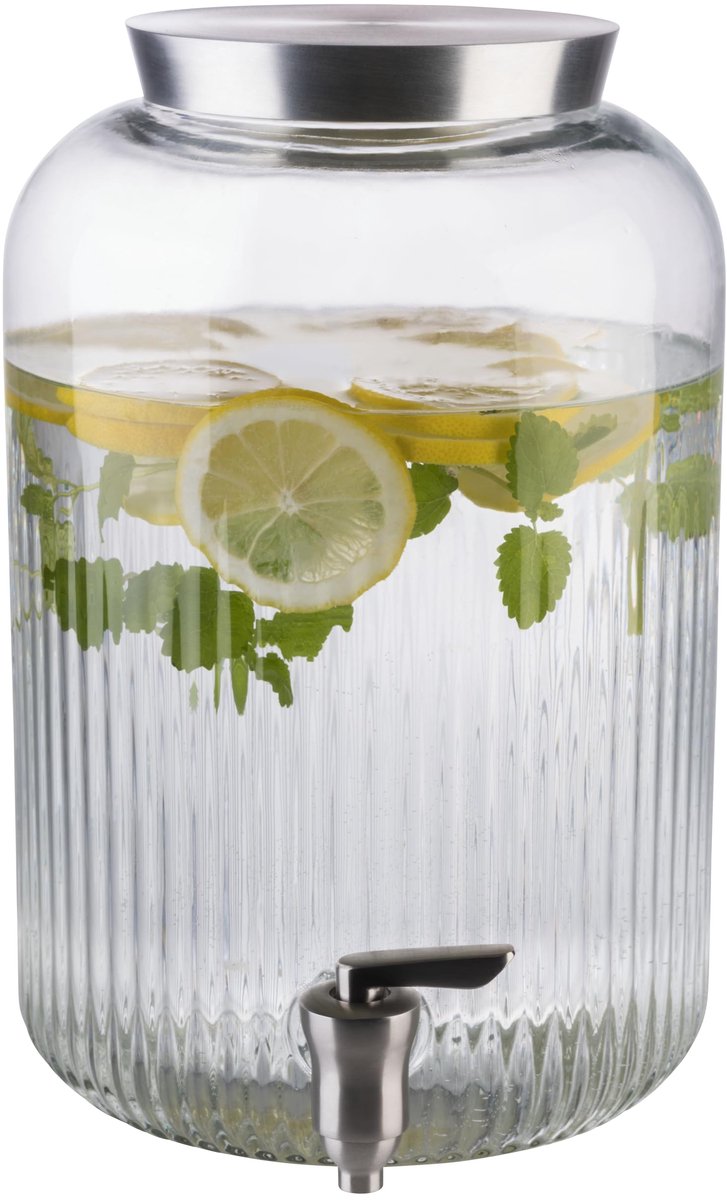 Glazen drankendispenser met RVS tap