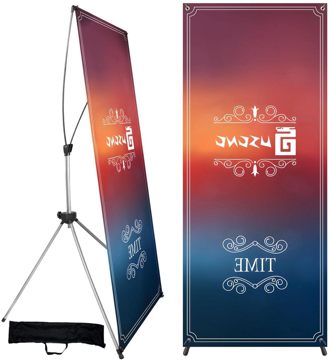Banner standaard - Display houder - Reclame tonen - Verstelbaar X-frame - Tot 90x180 cm - Zilver