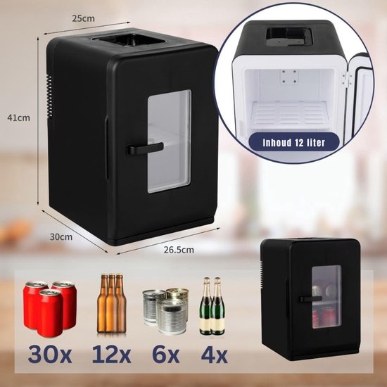 SVN® Mini vriezer - Diepvries - 15L - [Energieklasse E] - Zwart - 35cm ...