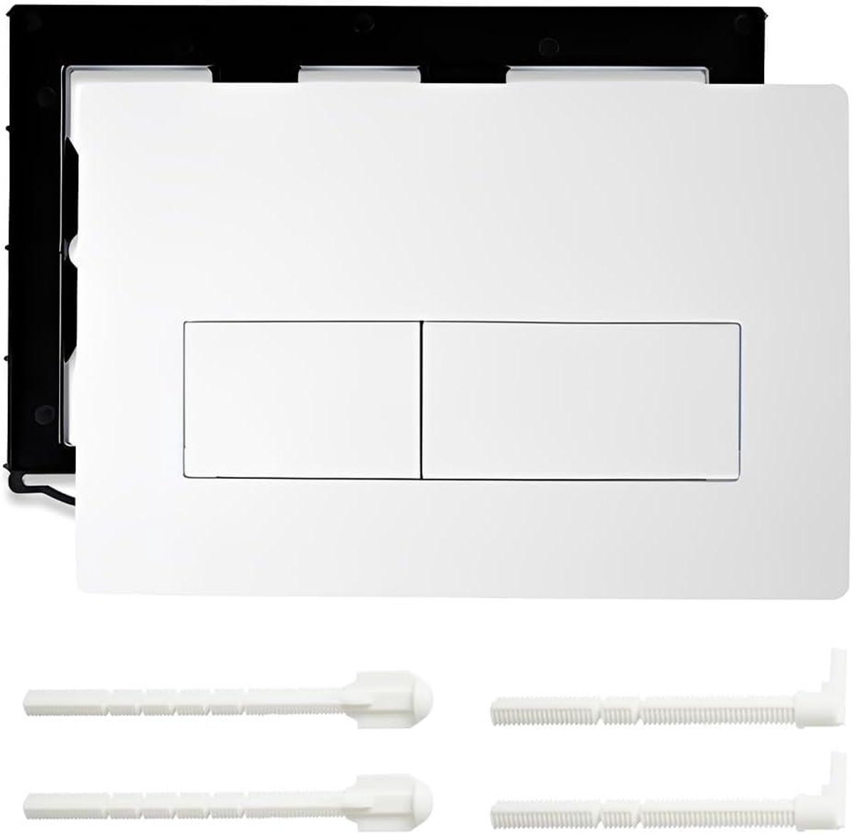 Bedieningsplaat Toilet - Spoelplaat Inbouw - Water Besparen - Dubbel Spoelsysteem - 255 x 173 x 5 cm - Wit