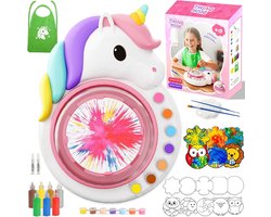 Spin Art Machine - Verf Spinner Knutselset - Kinderen Laten Knutselen - Dubbele Rotatie Opties - 60 Ontwerpkaarten - Roze