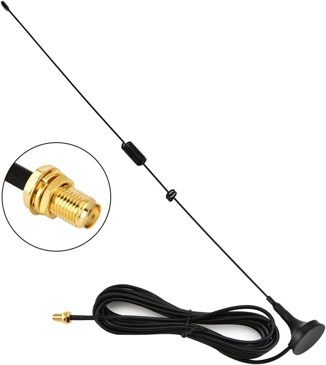 Auto Radio Antenne - Magnetische Antenne - Radio Ontvangen - SMA Female Connector - 3 Meter Bereik - Zwart