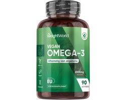 WeightWorld Vegan Omega 3 Algenolie - 2000 mg - 300 mg EPA & 600 mg DHA - Gemaakt in de Europese Unie - Duurzaam alternatief voor visolie
