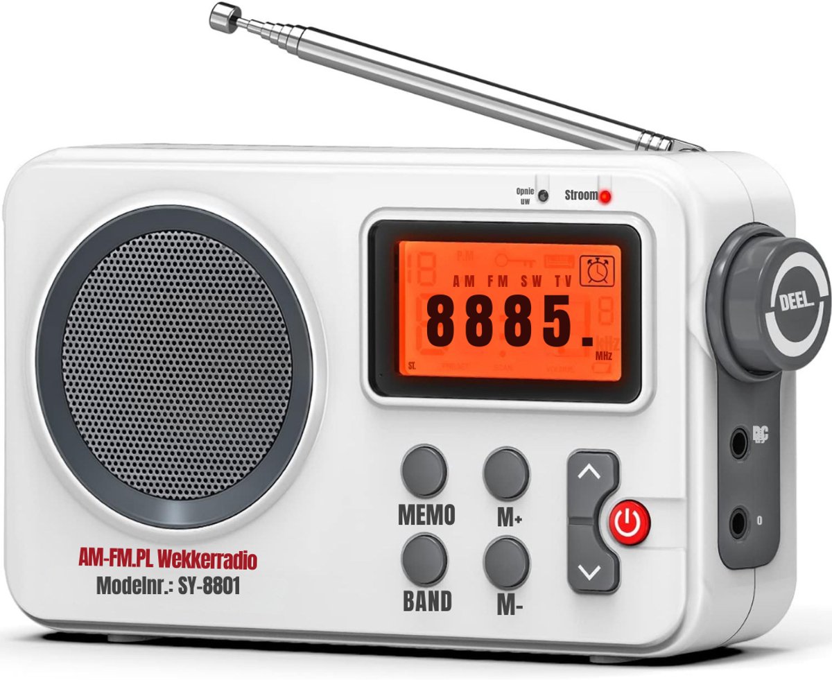 Nexvo® Transistor Radio Op Batterijen - Transistor Radio - Transistor Radio met Netvoeding - Wit- 17cm x 11cm x 5cm
