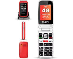 Uniwa V202T Senioren Telefoon 4G Senioren GSM Mobiele Telefoon Klaptelefoon Grote Toetsen SOS Noodknop Simlockvrij Oplaadstation Luid Geluid