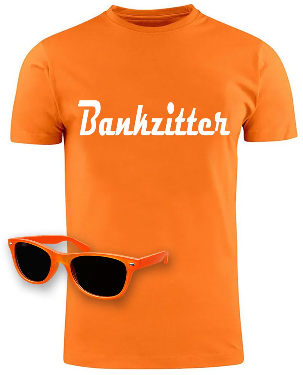 Oranje T-shirt Voetbal Nederland Bankzitter + Zonnebril