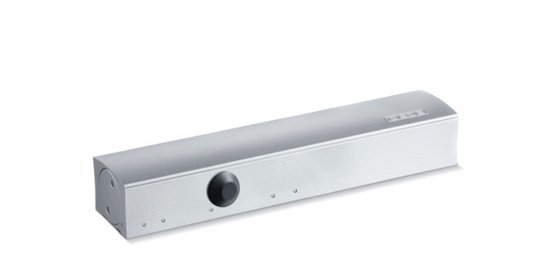 Zilverkleurige GEZE TS 4000 S deurdranger zonder arm met zwarte knop.