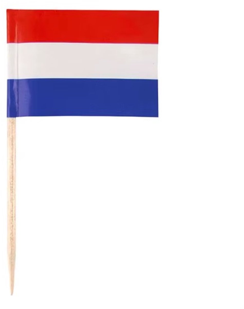 Go Go Gadget - Cocktailprikkers - Vlag prikker - 1 set van 50 stuks - 6,5cm - Nederlandse Vlag