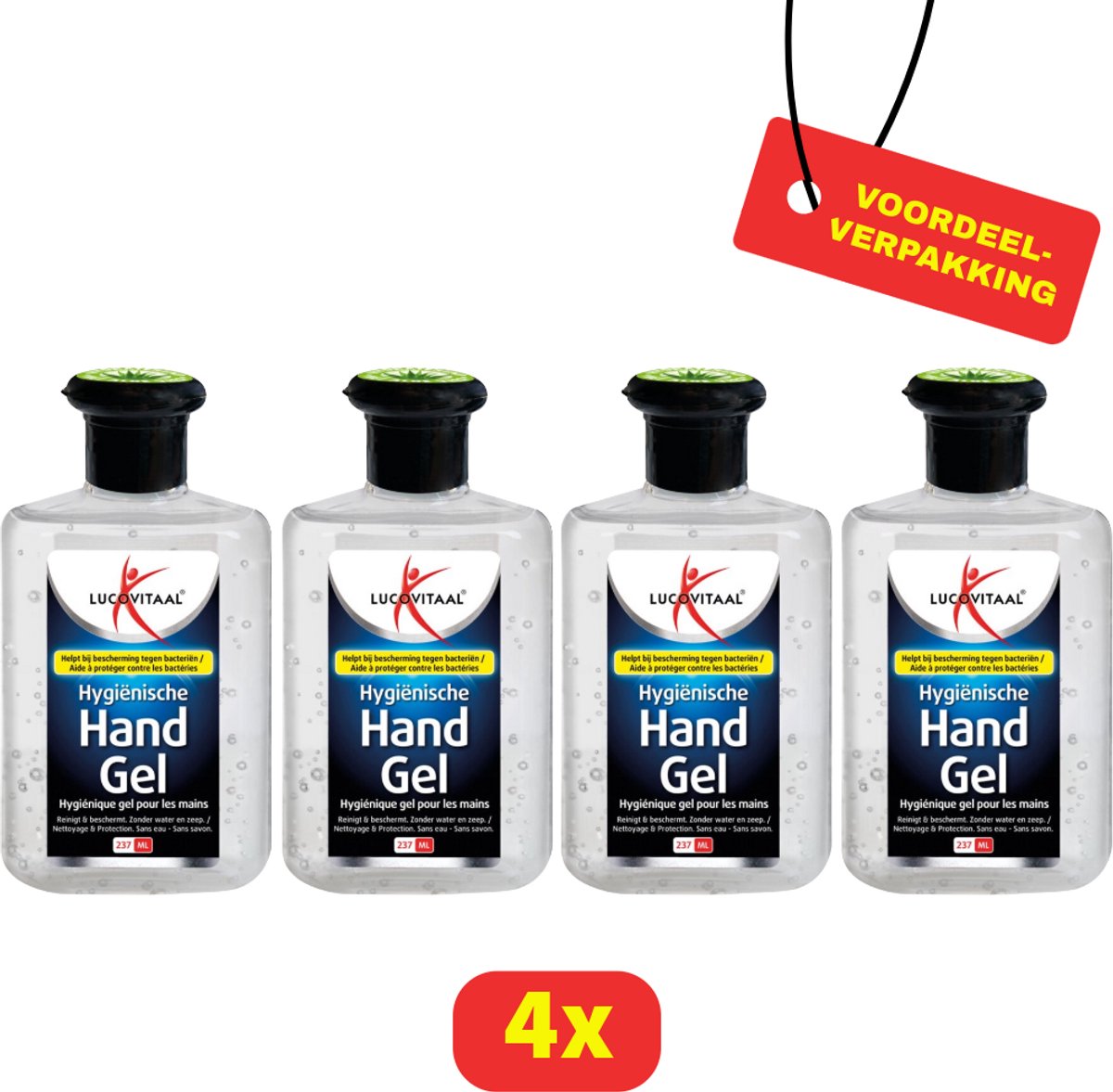 Lucovitaal Hygiënische Handgel - 4 x 237 ml - Voordeelverpakking