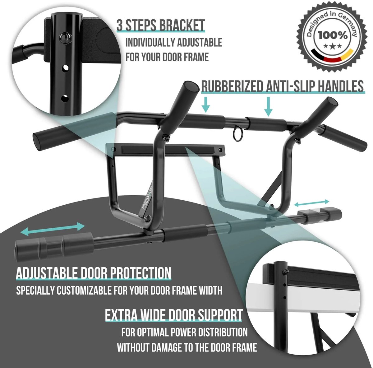 Pullup & Dip Deuropening Optrek- en Dipstang Bundel - Calisthenics - Roestvrij Staal - 110 kg - Verstelbaar thumbnail 2