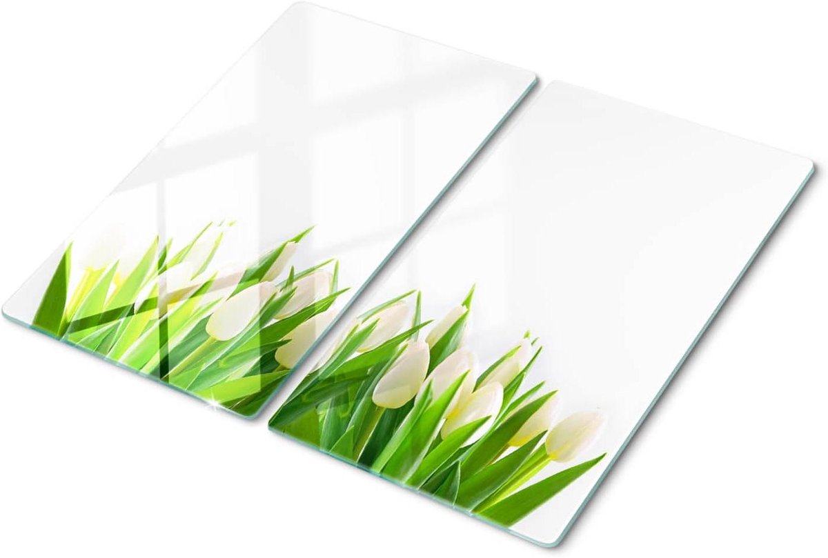 Glazen snijplank - Kookplaatafdekking - Keukenbescherming - Gehard glas - 2x30x52cm - Multicolor