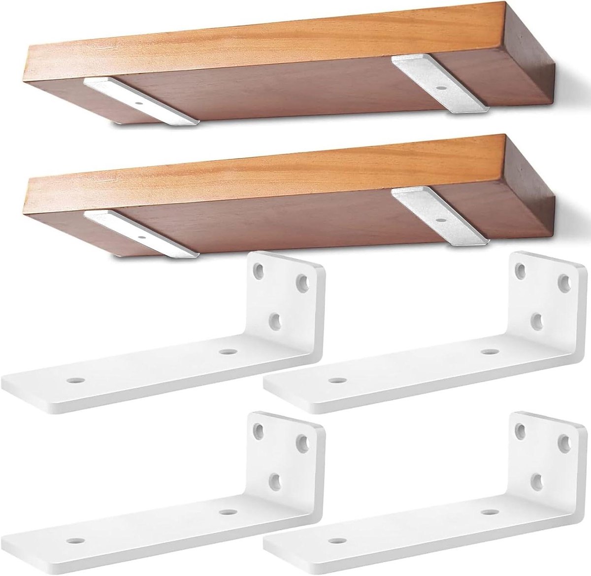 Onzichtbare Plankhouders - Zwevende Steunen - Creëer Zwevende Planken - Zware Belasting - 20 cm - Wit