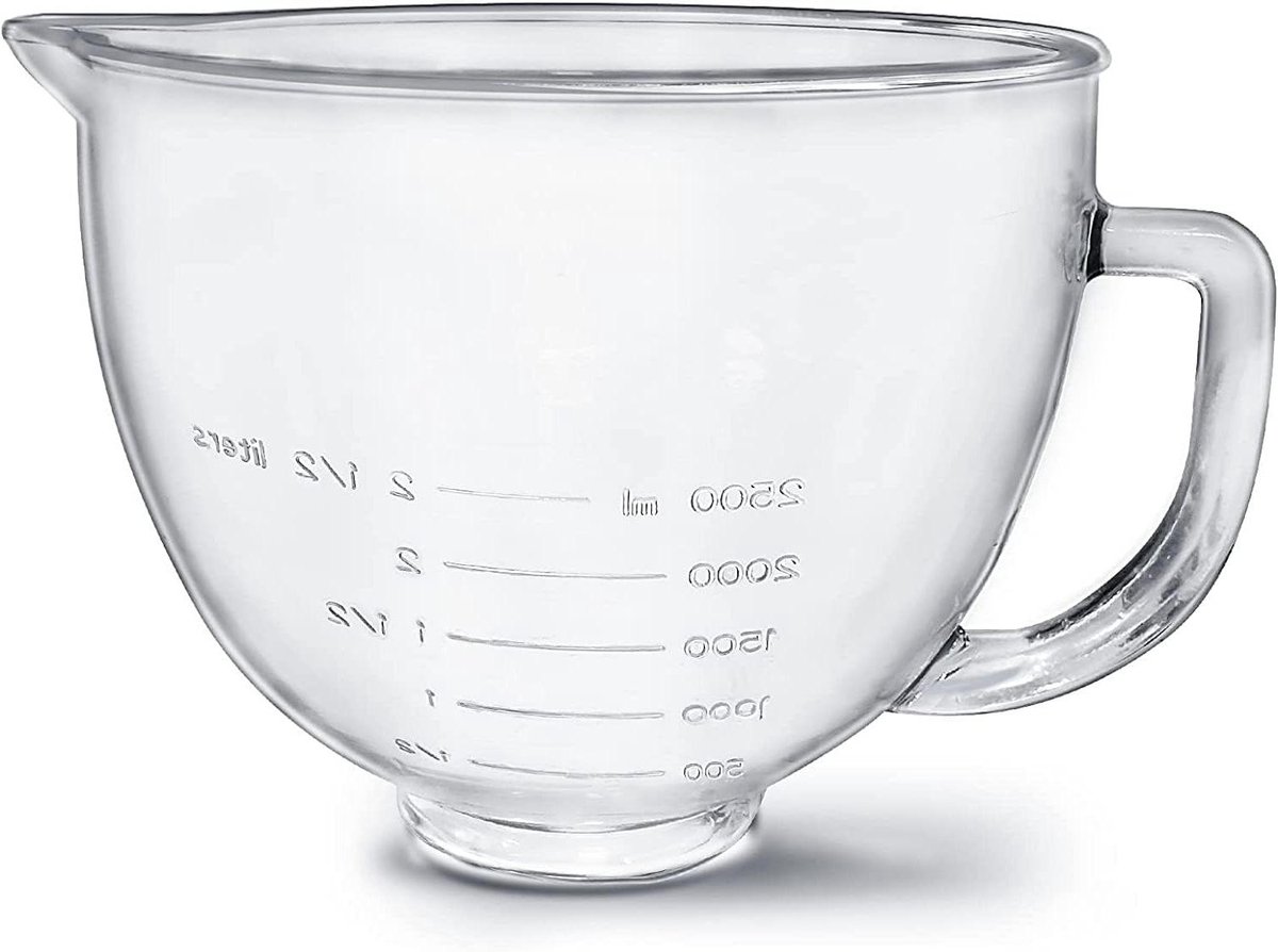 Mixer Kom - Glazen Kom - Bakken en Koken - Met Schenktuit - 5 Quarts - Transparant